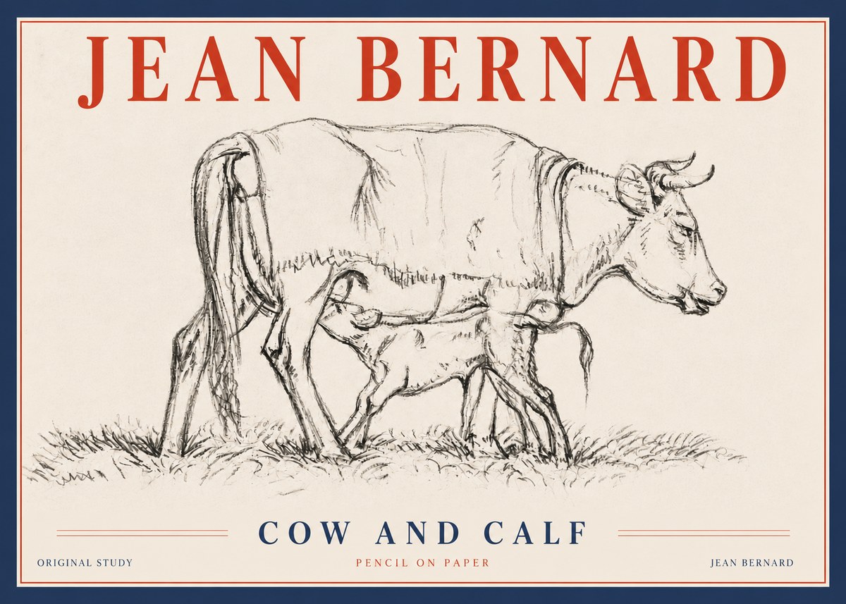 Jean Bernard Cow and Calf II No4 - Poster