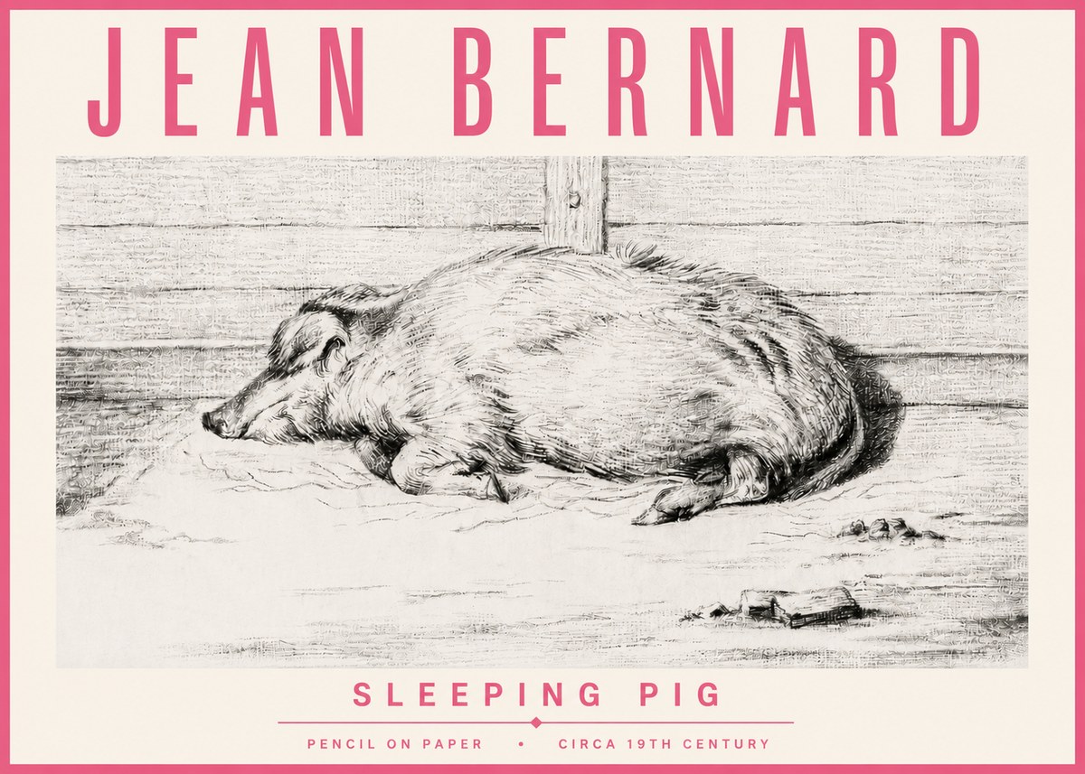 Jean Bernard Sleeping Pig I No4 - Poster