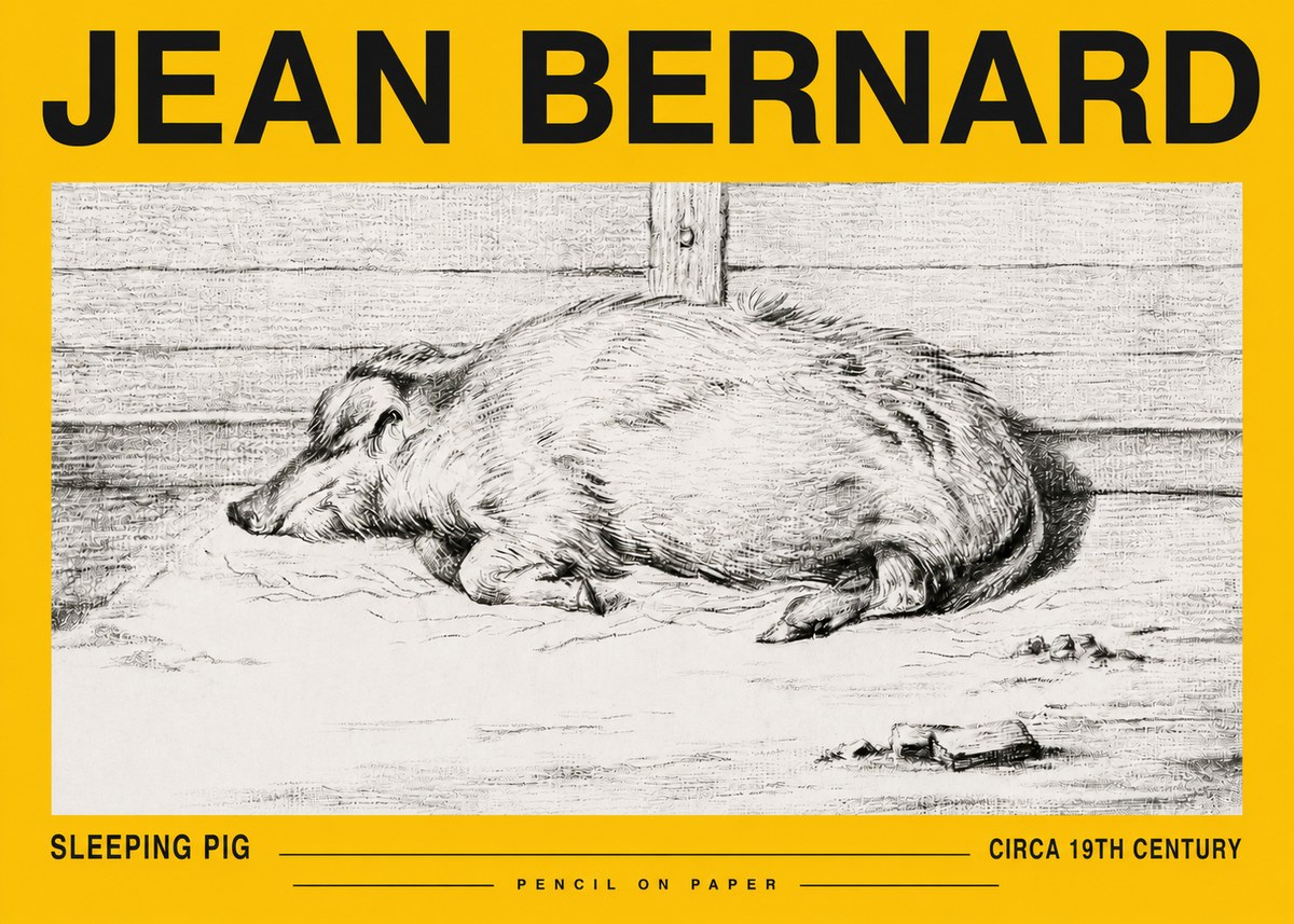 Jean Bernard Sleeping Pig I No5 - Poster
