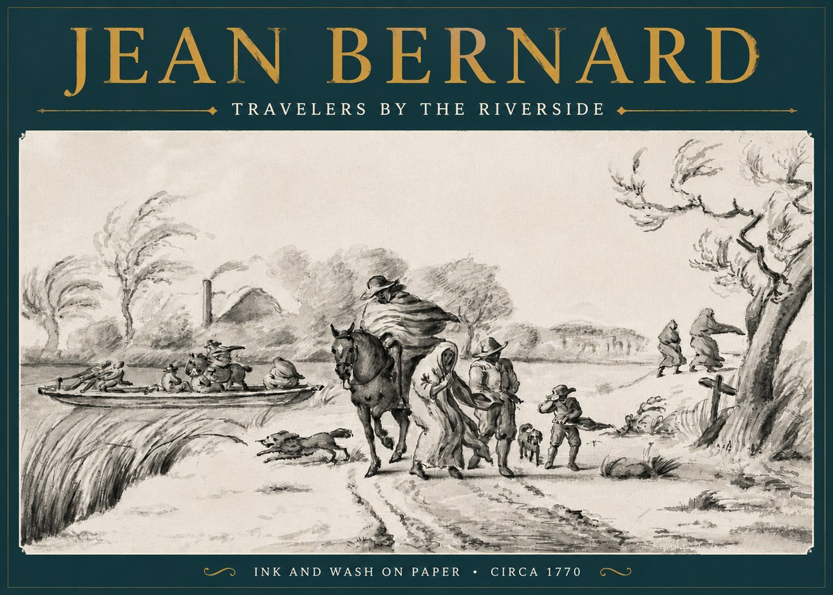 Jean Bernard Travelers by the Riverside No4 - Poster