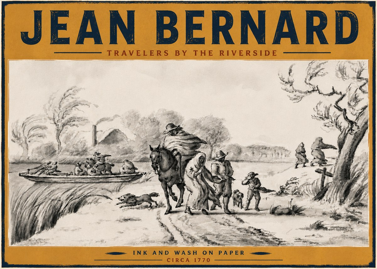 Jean Bernard Travelers by the Riverside No6 - Poster