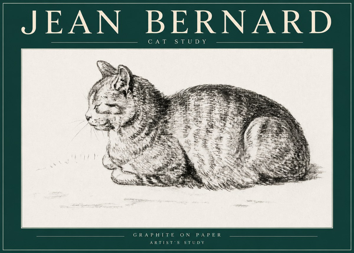 Jean Bernard Cat Study XII No3 - Poster