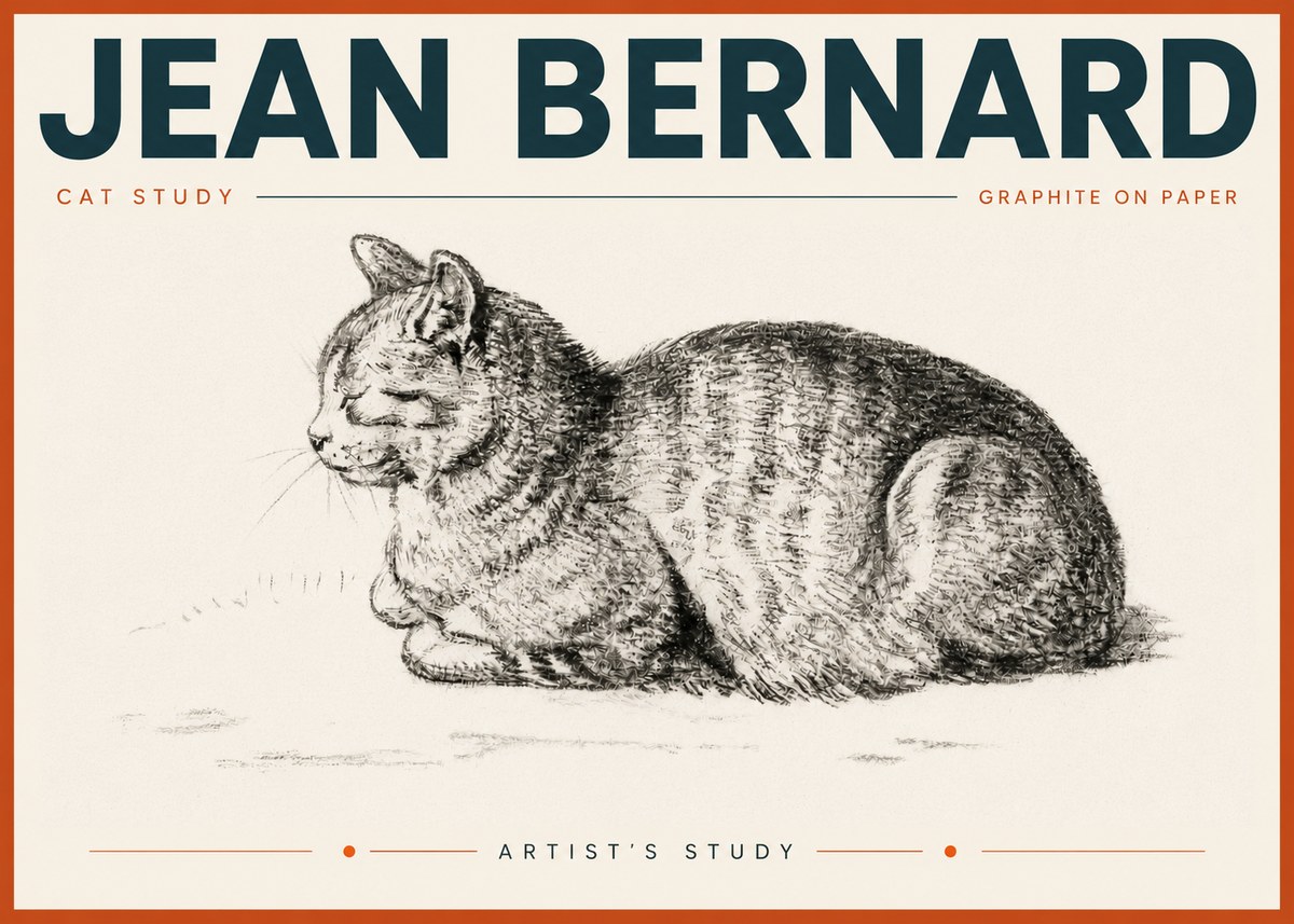 Jean Bernard Cat Study XII No6 - Poster