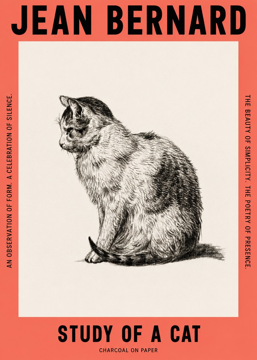 Jean Bernard Study of a Cat IV No2 - Poster