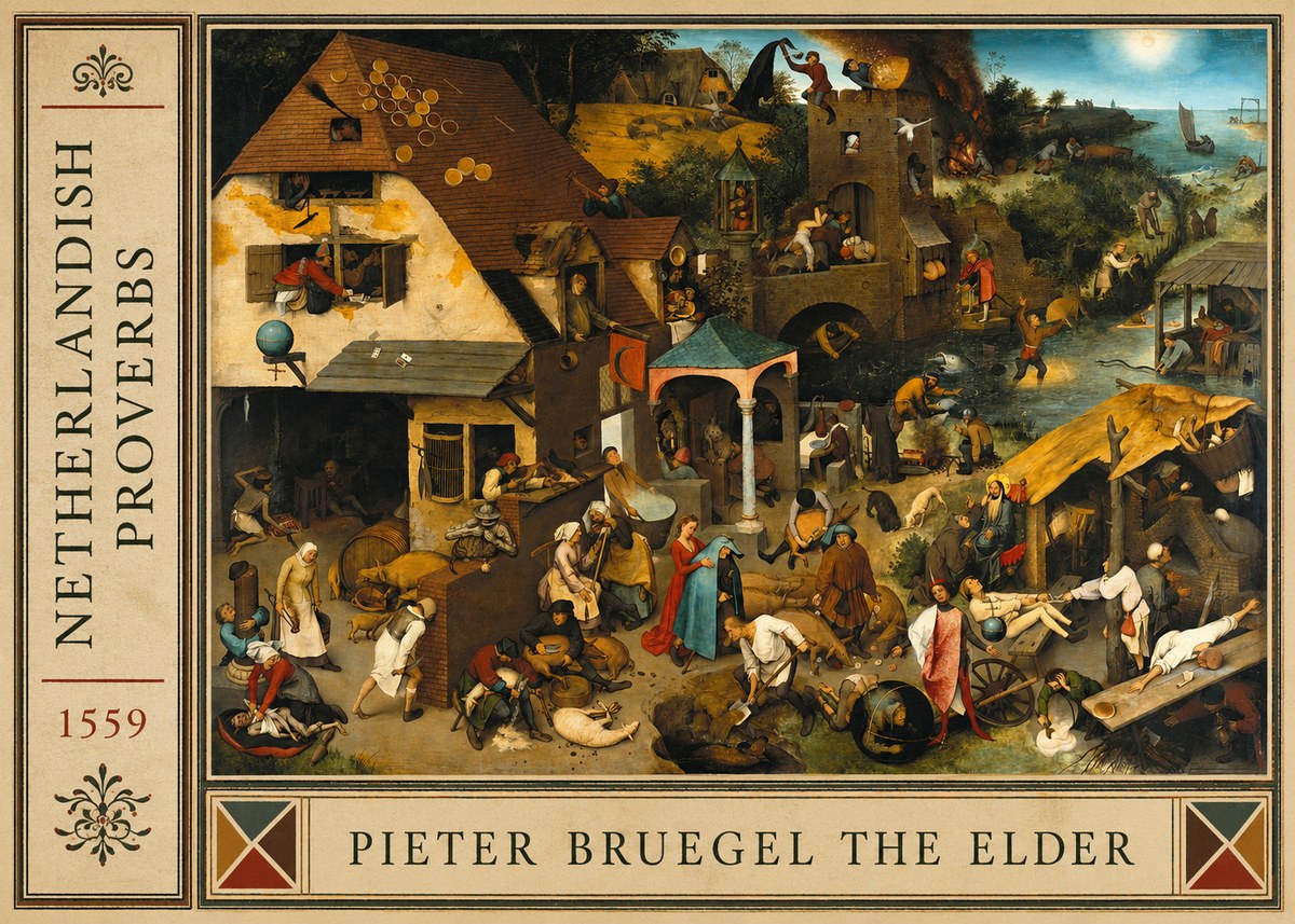 Pieter Bruegel The Netherlandish Proverbs I No4 - Poster