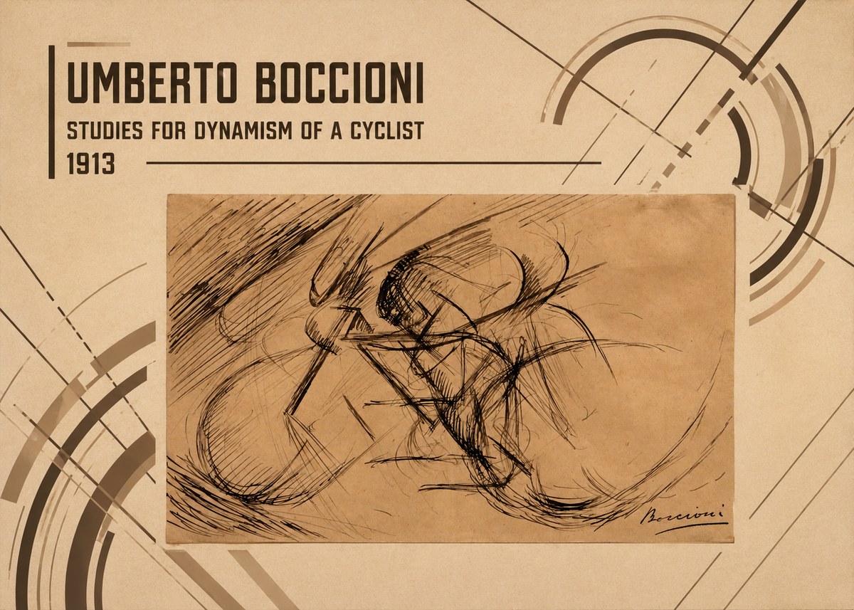 Umberto Boccioni Studies for Dynamism of a Cyclist No3 - Poster