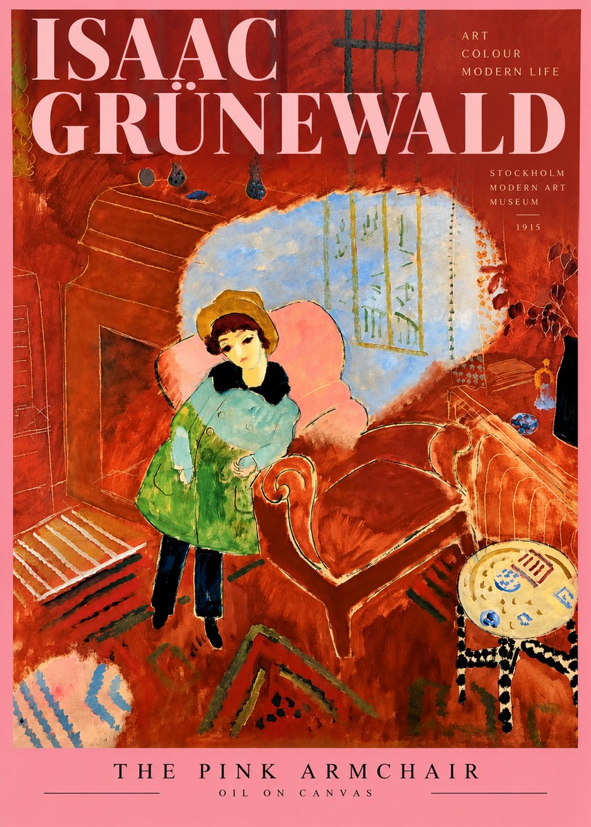 Isaac Grünewald Interior with Young Girl No4 - Poster