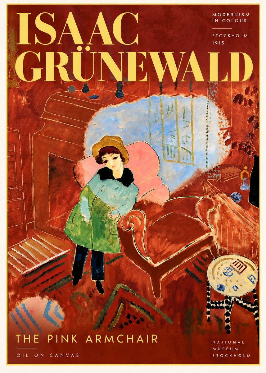Isaac Grünewald Interior with Young Girl No6 - Poster