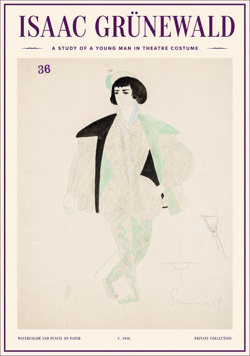 Isaac Grünewald A Study of a Young Man in Theatre Costume No1 - Poster