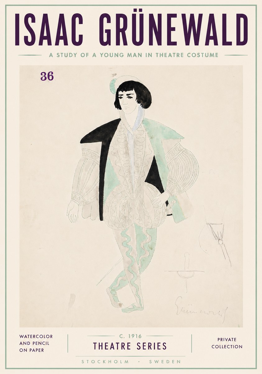 Isaac Grünewald A Study of a Young Man in Theatre Costume No6 - Poster