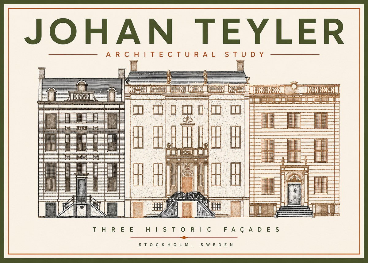 Johan Teyler Architectural Study - Three Historic Façades No5 - Poster