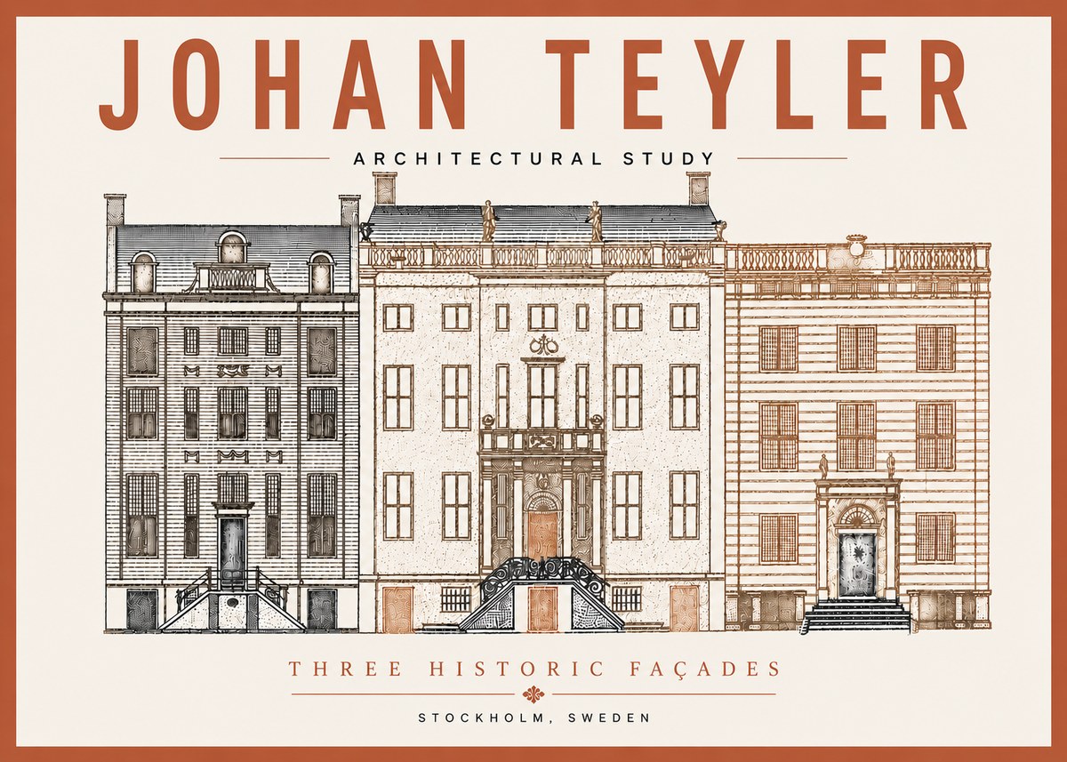 Johan Teyler Architectural Study - Three Historic Façades No6 - Poster