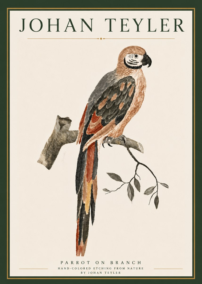 Johan Teyler Parrot on Branch No4 - Poster
