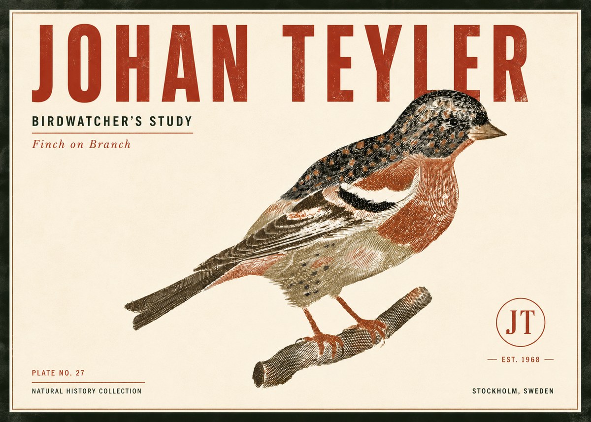 Johan Teyler Finch on Branch No6 - Poster