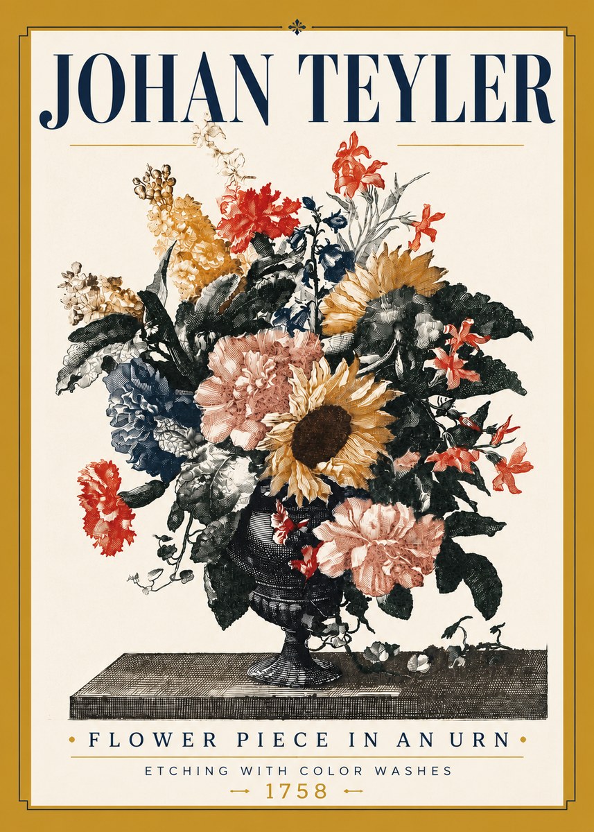 Johan Teyler Flower Piece in an Urn I No5 - Poster
