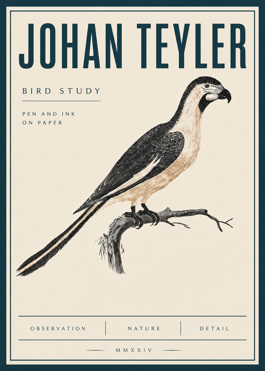 Johan Teyler Bird Study I No4 - Poster
