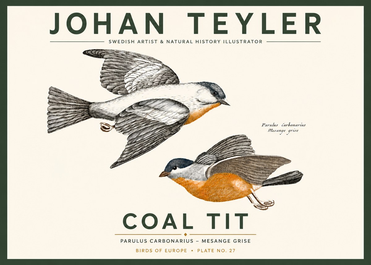 Johan Teyler Coal Tit No3 - Poster
