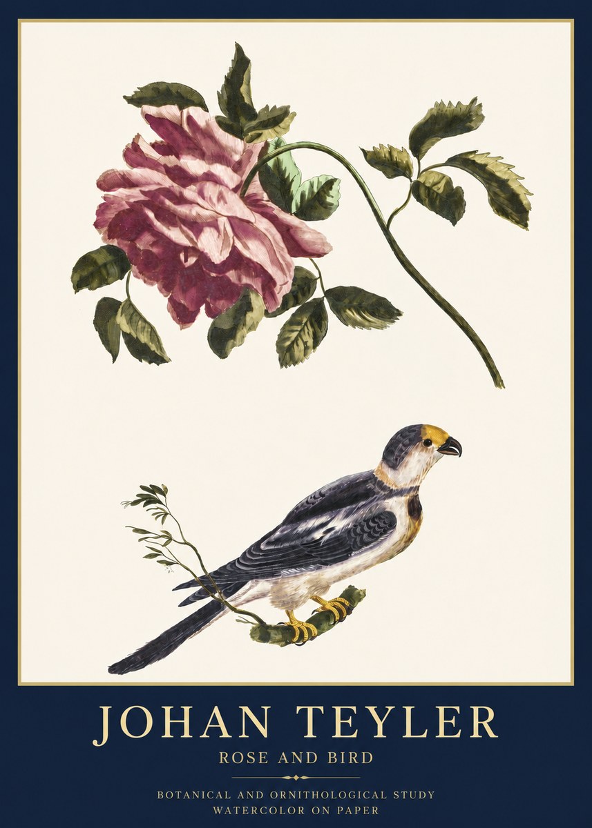 Johan Teyler Rose and Bird I No3 - Poster