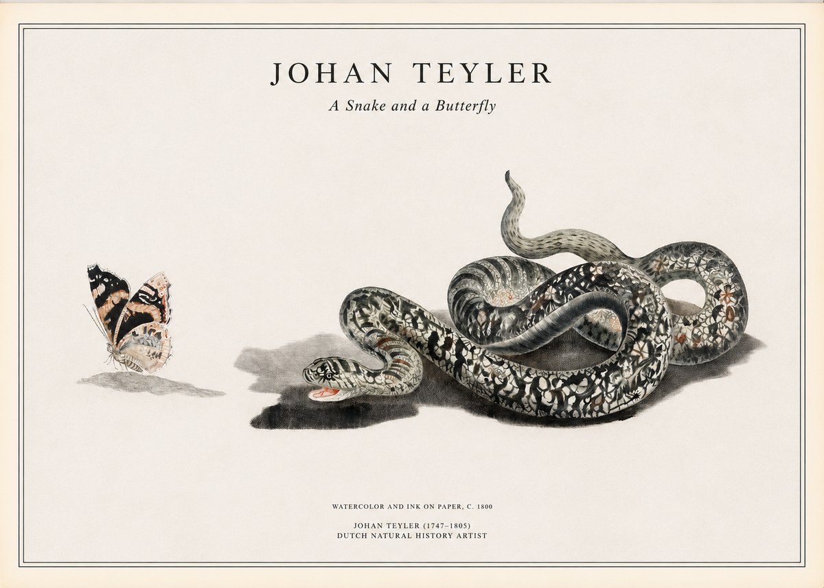 Johan Teyler Snake and Butterfly No2 - Poster