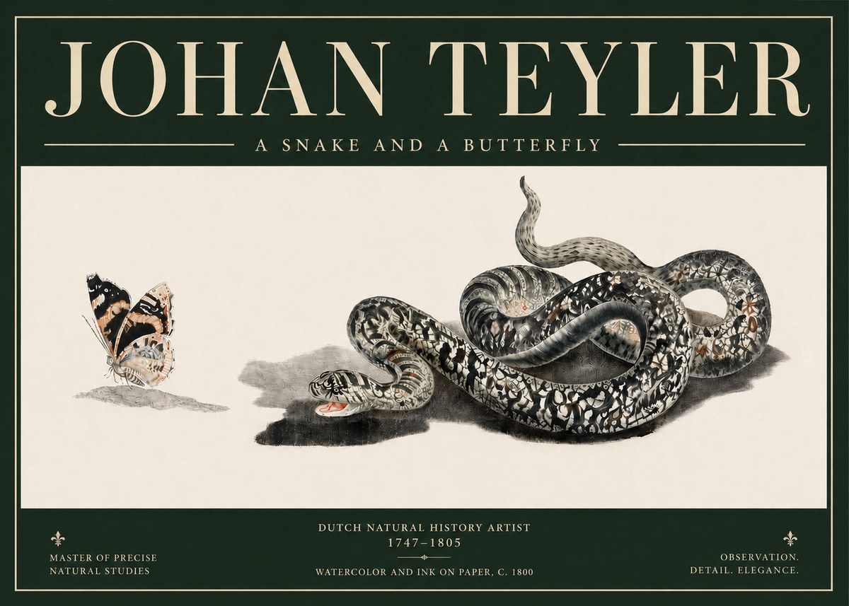 Johan Teyler Snake and Butterfly No5 - Poster