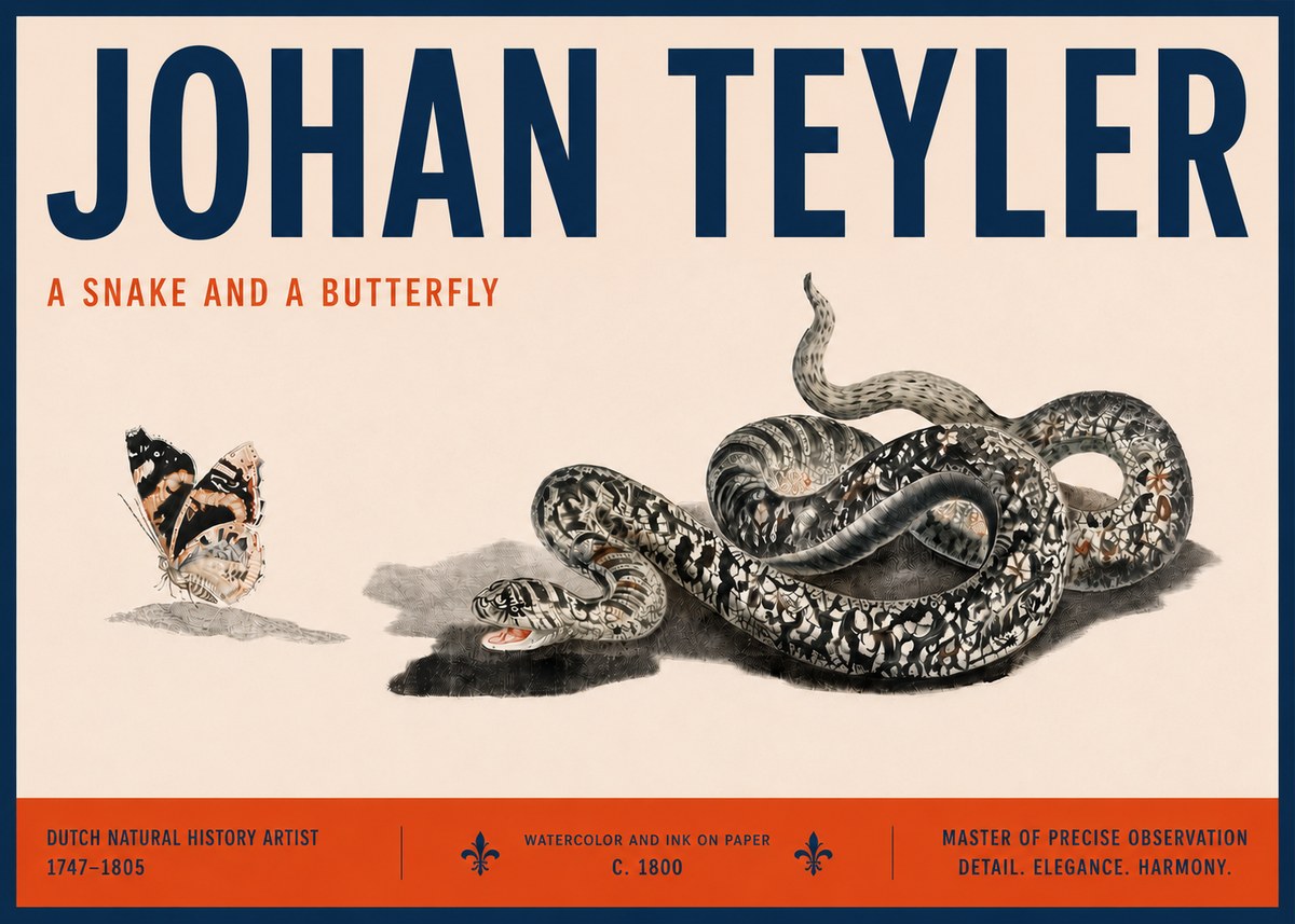 Johan Teyler Snake and Butterfly No6 - Poster