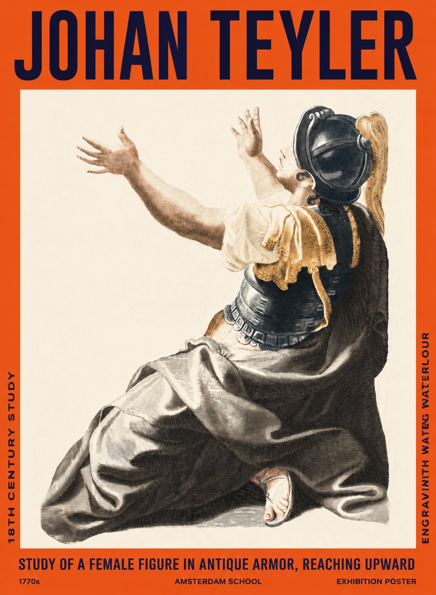 Johan Teyler Study of a Female Figure in Antique Armor, Reaching Upward No2 - Poster