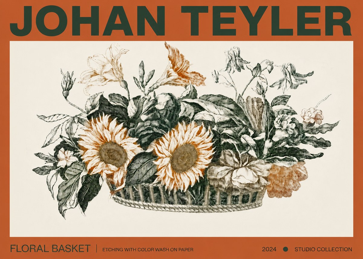 Johan Teyler Floral Basket No3 - Poster