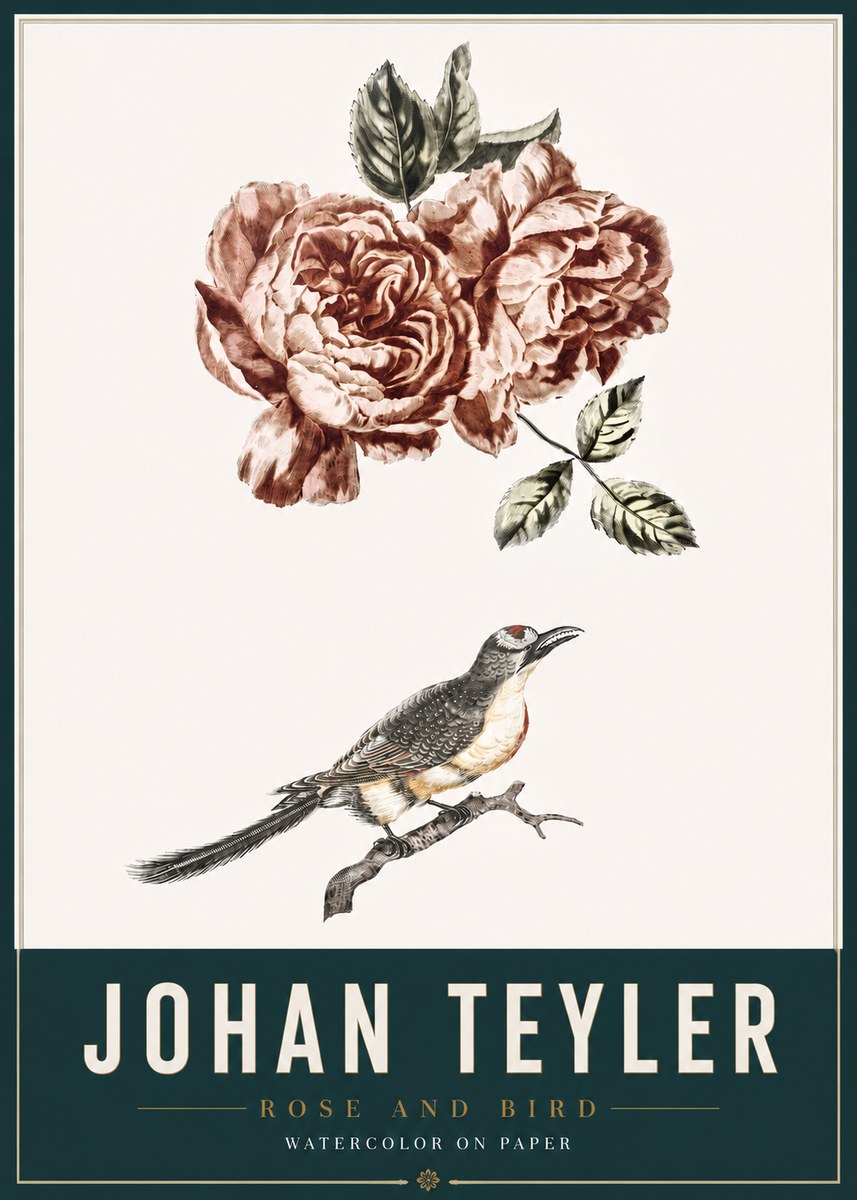 Johan Teyler Rose and Bird II No3 - Poster