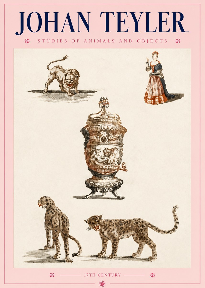 Johan Teyler Studies of Animals and Objects No4 - Poster
