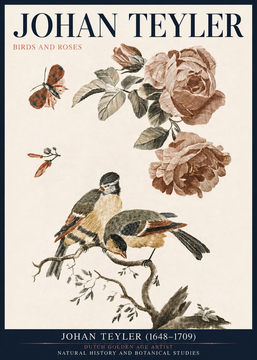 Johan Teyler Birds and Roses No3 - Poster