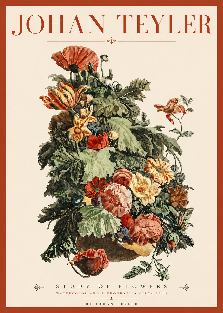 Johan Teyler Study of Flowers No4 - Poster