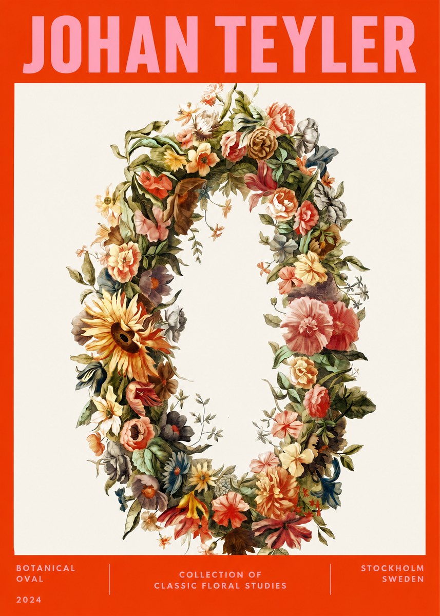 Johan Teyler Floral Oval No4 - Poster