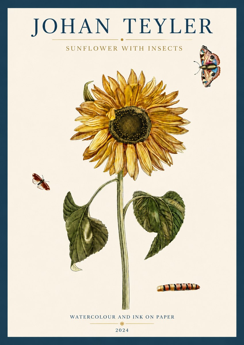 Johan Teyler Sunflower with Insects No3 - Poster