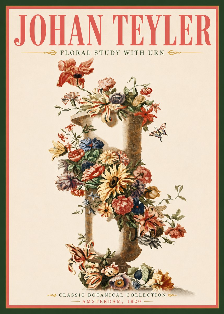 Johan Teyler Floral Study with Urn No5 - Poster