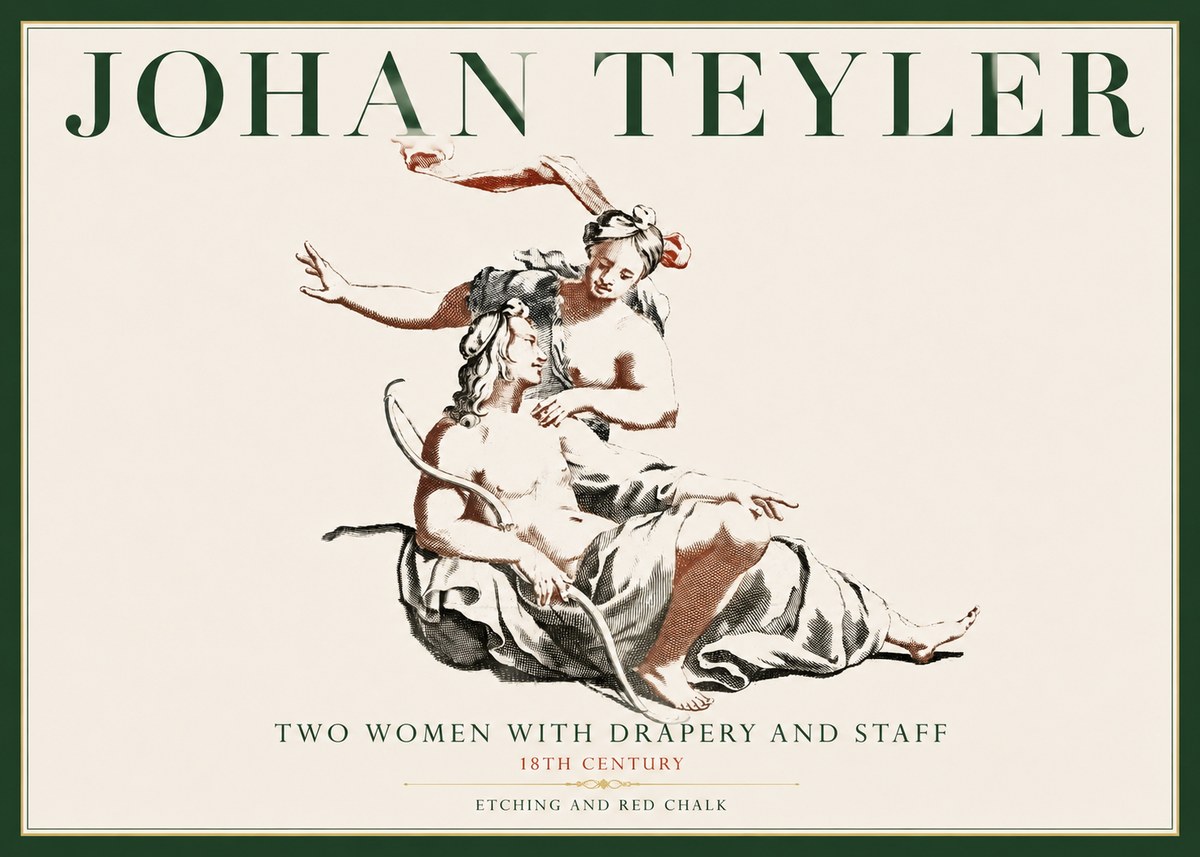 Johan Teyler Two Women with Drapery and Staff No4 - Poster