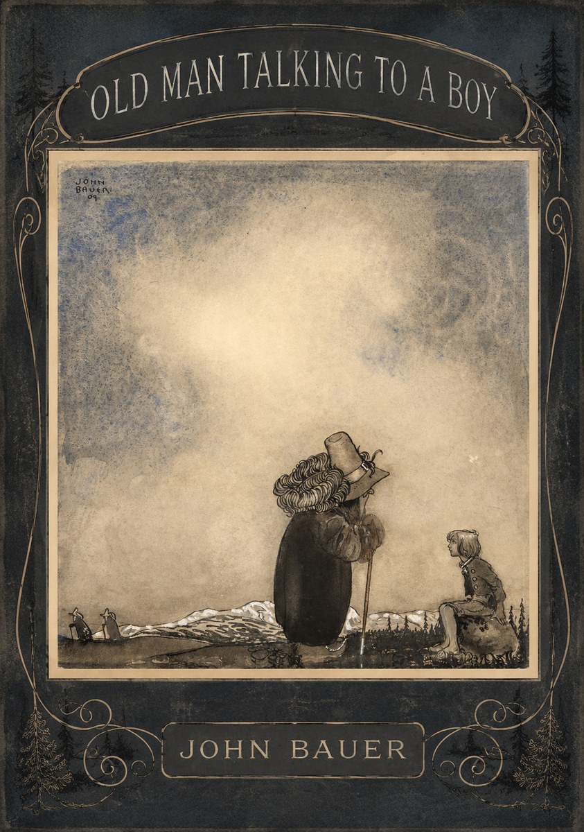 John Bauer Old Man Talking to a Boy No4 - Poster