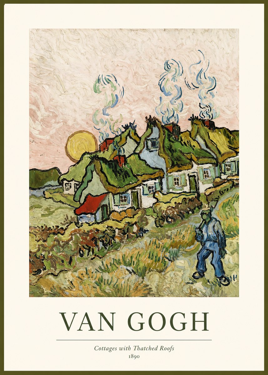 Van Gogh Cottages with Thatched Roofs No1 - Poster