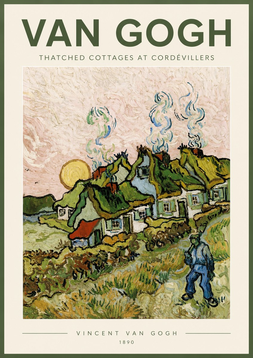 Van Gogh Cottages with Thatched Roofs No4 - Poster