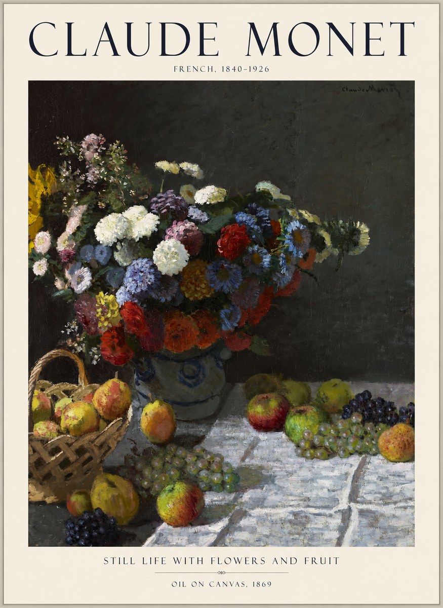 Monet Still Life with Flowers and Fruit No1 - Poster
