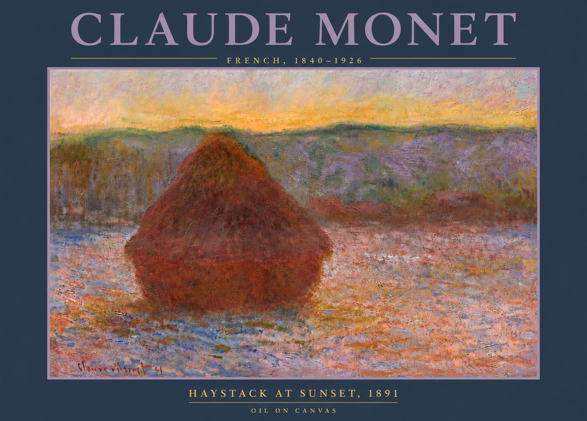Monet Haystack at Sunset, 1891 No4 - Poster