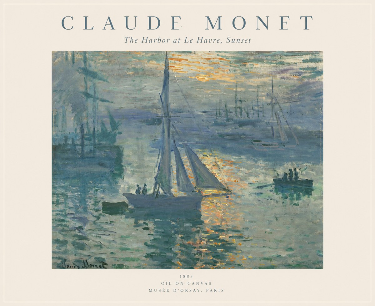 Monet The Harbor at Le Havre, Sunset No1 - Poster