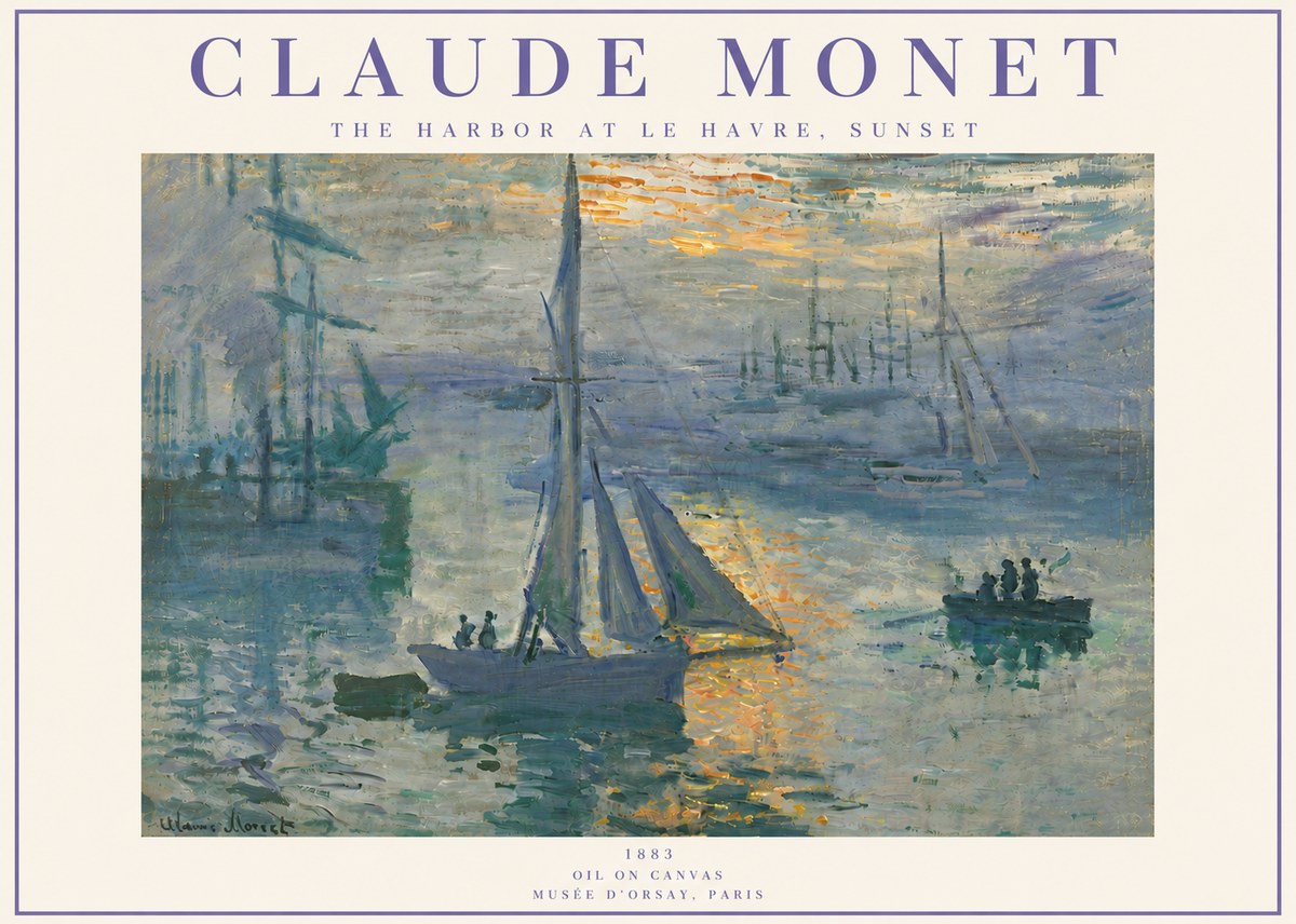 Monet The Harbor at Le Havre, Sunset No6 - Poster