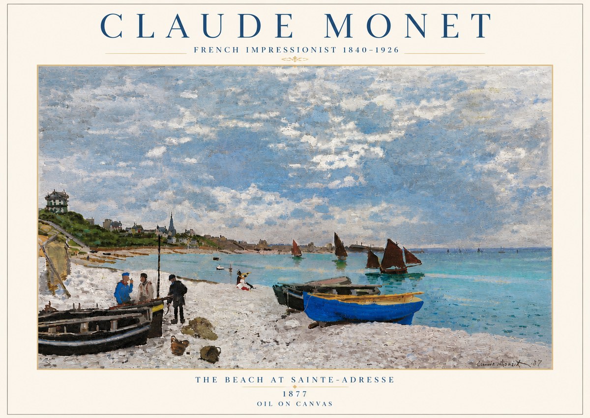 Monet The Beach at Sainte-adresse I No6 - Poster