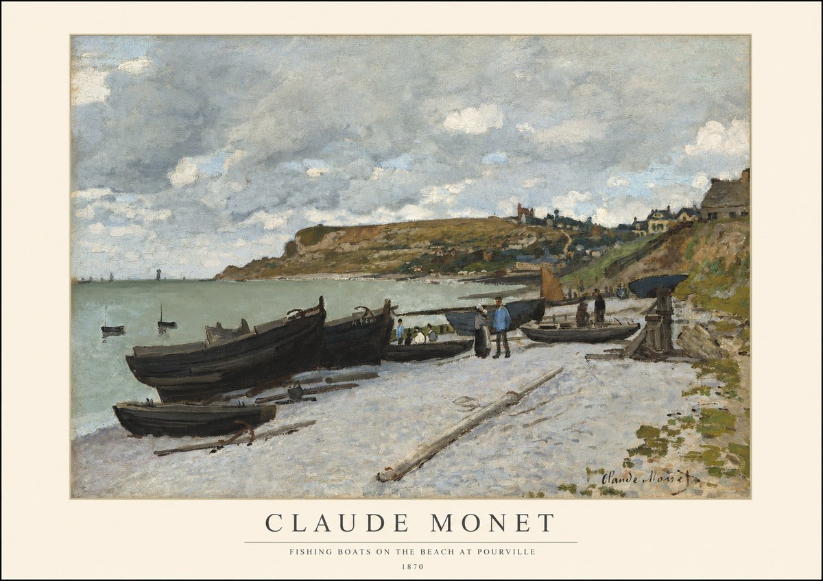 Monet Fishing Boats on the Beach at Pourville No1 - Poster