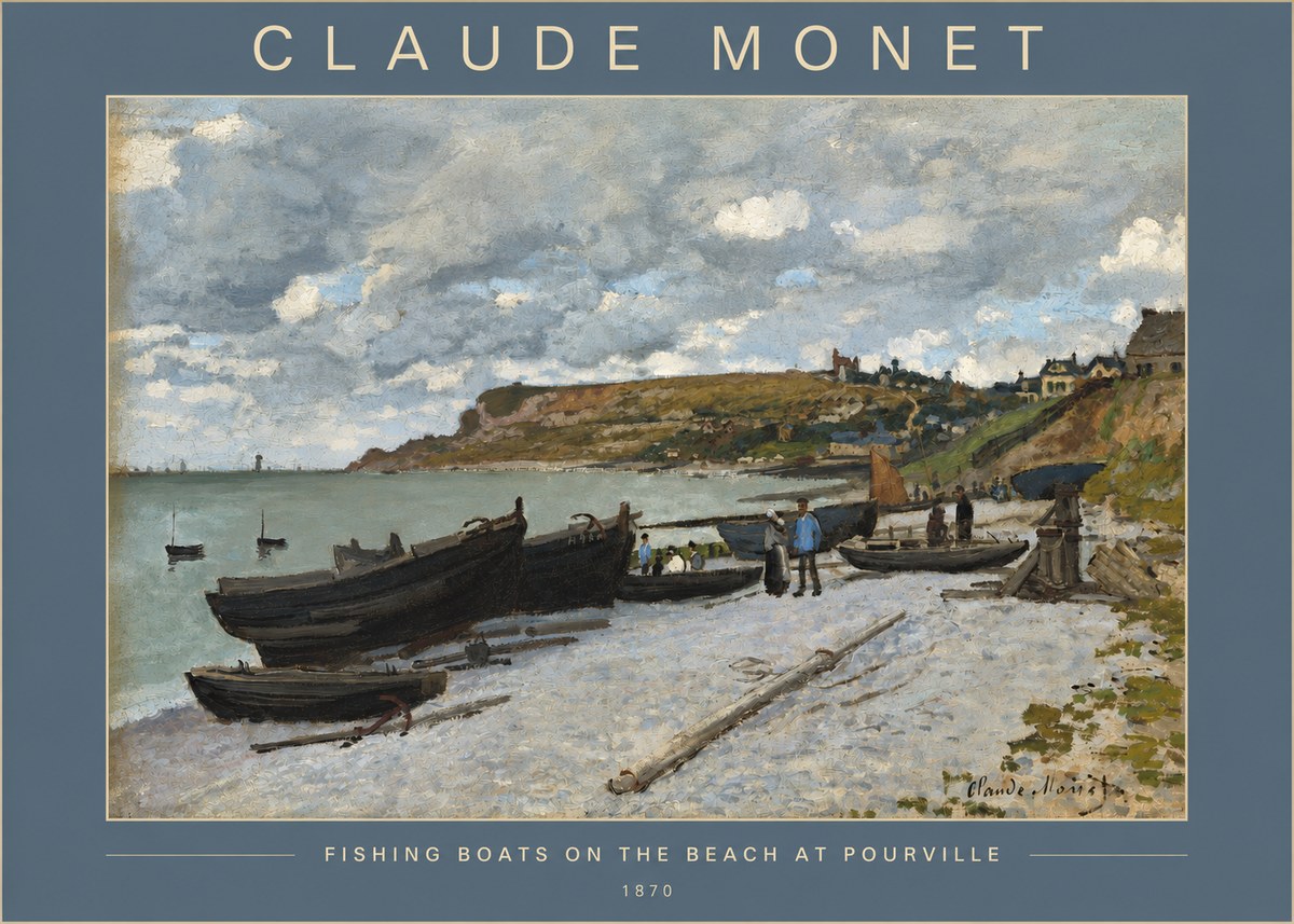 Monet Fishing Boats on the Beach at Pourville No2 - Poster