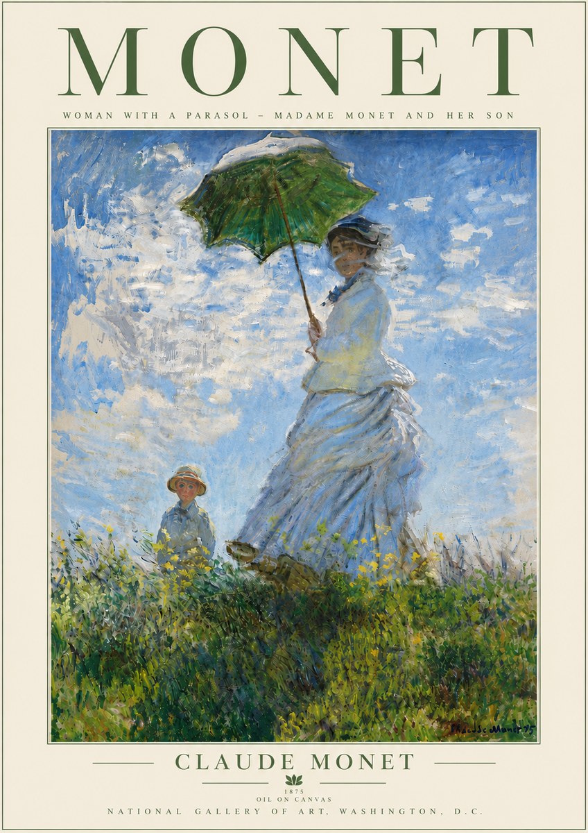 Monet Woman with a Parasol – Madame Monet and Her Son No5 - Poster
