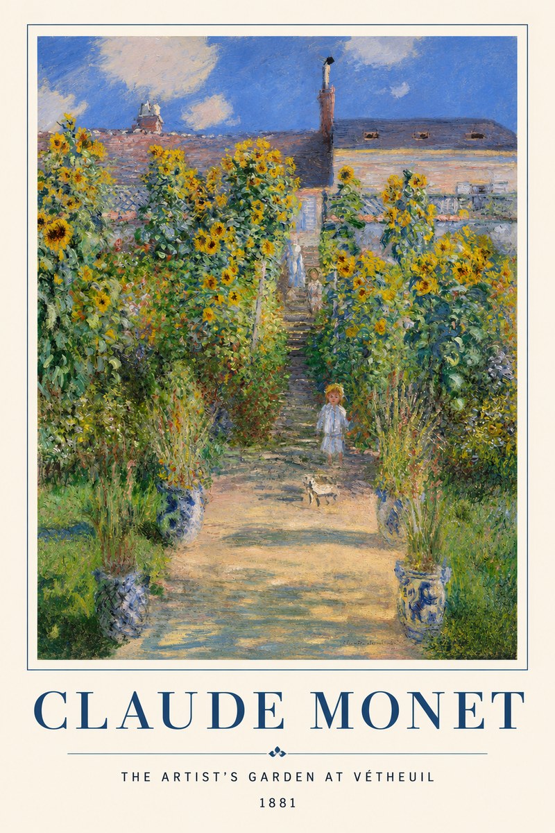 Monet The Artist's Garden at Vétheuil I No2 - Poster