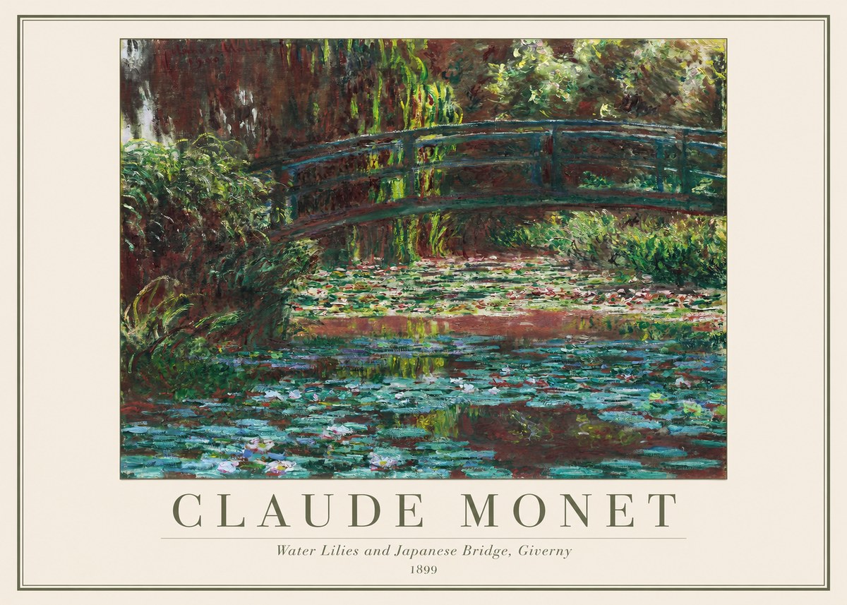 Monet Water Lilies and Japanese Bridge, Giverny No1 - Poster