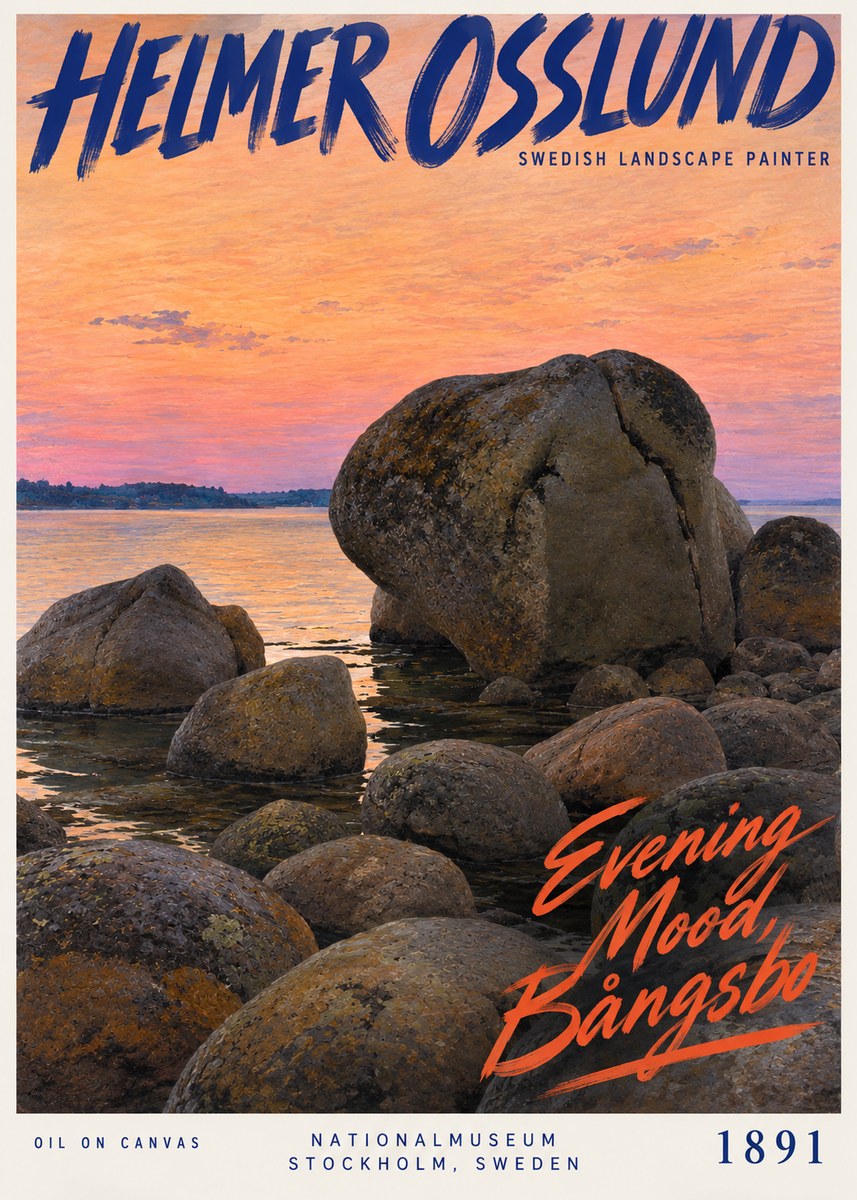 Helmer Osslund Evening Mood, Bångsbo - 1891 No2 - Poster