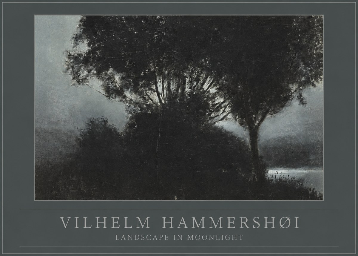 Vilhelm Hammershøi Landscape in Moonlight No1 - Poster